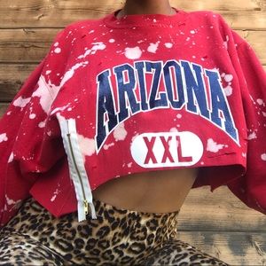 U OF A DISTRESSED ZIPPER SWEATSHIRT